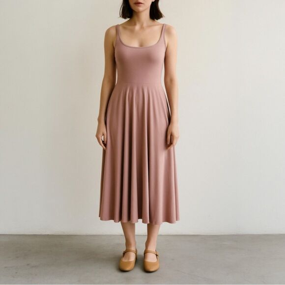 Reformation Dresses & Skirts - Reformation Mary Tank Dress Blush Jersey Knit Scoop Neck Midi Women's Size Small